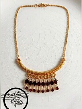 Red Renaissance Synthetic Ruby 28 Total Carats Weight In Matte Gold Necklace